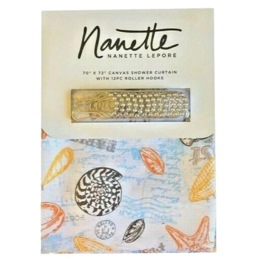 Nanette Lepore Nautical Starfish Fabric Shower Curtain Barbados and Hook Set